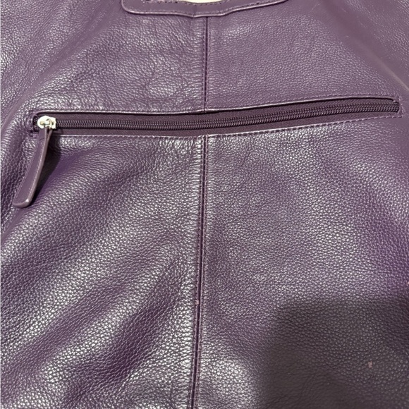 Alfani Satchel: Pebbled Purple Leather - Pristine Condition - Picture 2 of 8